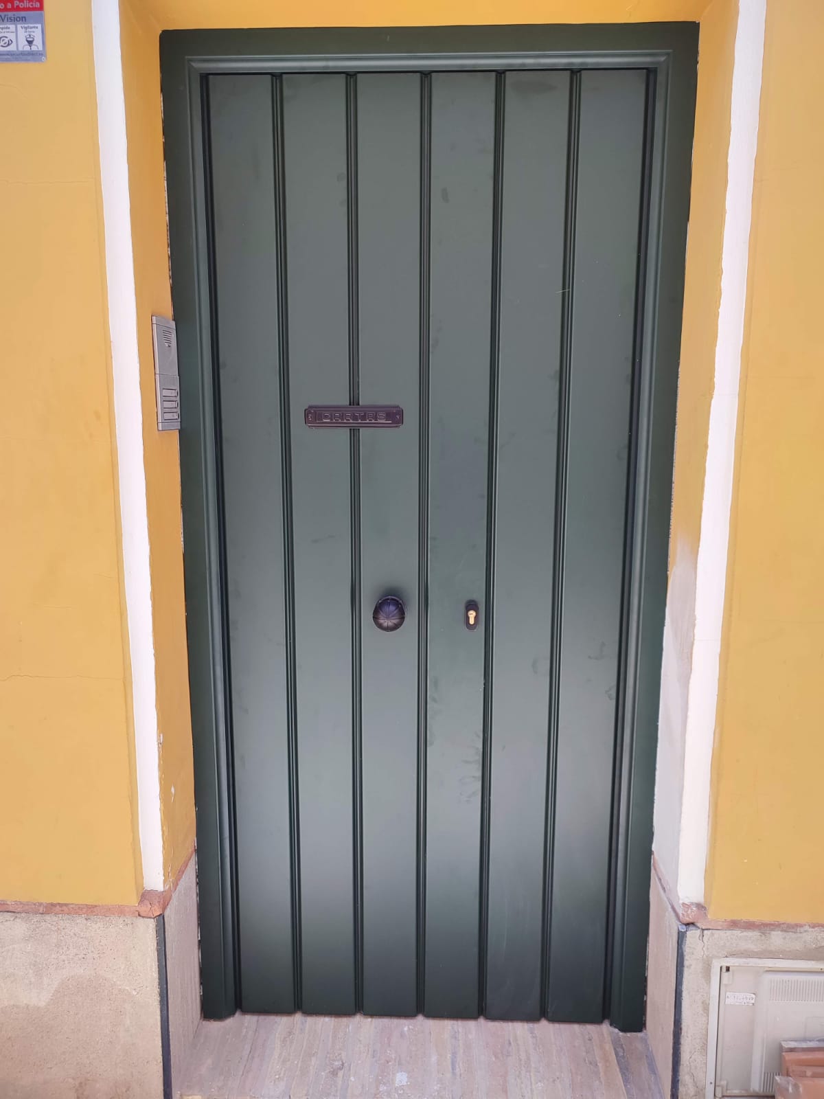 Puerta de Entrada de Aluminio Lacado Verde